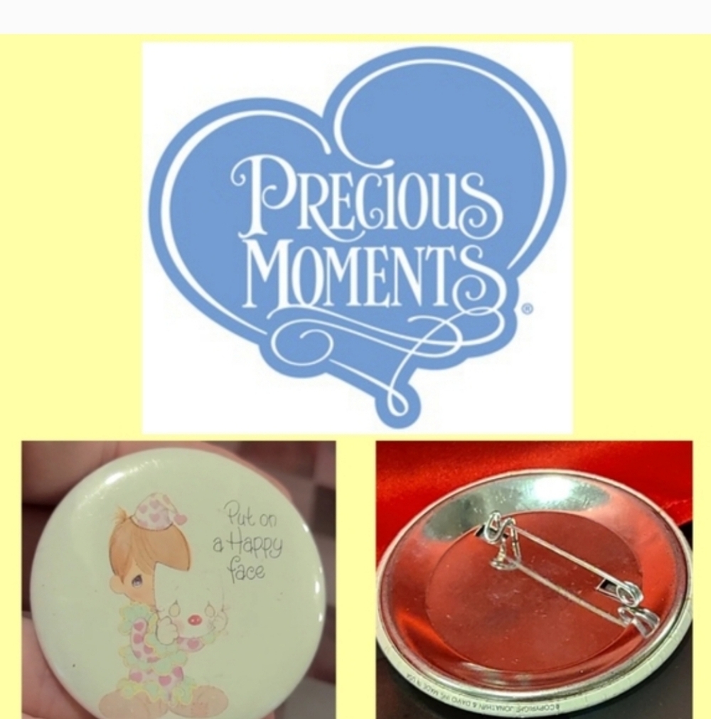 Cute Clown Button with Pastel Colors Vintage Button For Sale